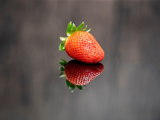 Close-up of Isolated Strawberry background on glass tray. Horizontal.