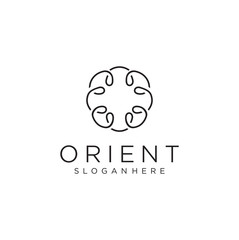 Geometric flower nature logo template . Abstract Round Flower Geometric Logo Boutique Spa Vector Icon Company mark, emblem, element mandala logotype