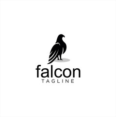 Falcon Logo silhouette Design Vector Stock . Design Eagle Bird Logo Template vector icon. Black Bird Logo Design Template