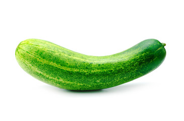 Fresh green cucumber vegetables organic food isolated on white background.