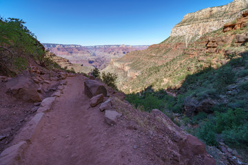 hiking the bright angel trail in grand canyon national park, arizona, usa