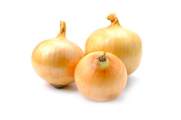 Natural fresh yellow onion isolated on white background