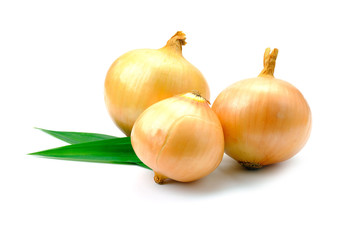 Natural fresh yellow onion isolated on white background