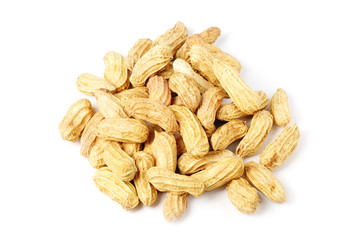 Peanuts isolated on white background.