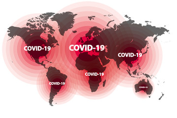Illustration of the spread of a new coronavirus from China around the world
