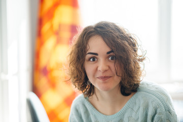beautiful brunette with gorgeous curly hair