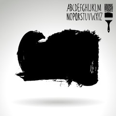 Black brush stroke and texture. Grunge vector abstract hand - painted element. Underline and border design.
