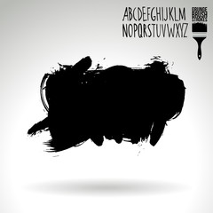 Black brush stroke and texture. Grunge vector abstract hand - painted element. Underline and border design.