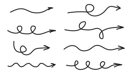 Set of black hand-drawn arrows. Vector illustration
