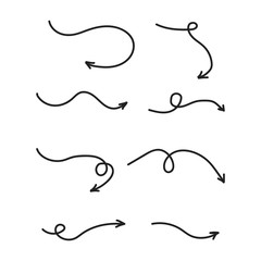 Set of black hand-drawn arrows. Vector illustration
