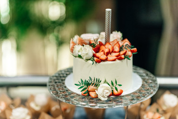 Wedding cakes with forest strawberries