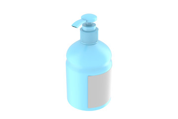 Ads template, blank hand wash realistic plastic bottle with dispenser airless pump. Pharmaceutical container liquid gel, soap, lotion, cream, shampoo, bath foam. 3d illustration