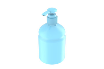 Ads template, blank hand wash realistic plastic bottle with dispenser airless pump. Pharmaceutical container liquid gel, soap, lotion, cream, shampoo, bath foam. 3d illustration