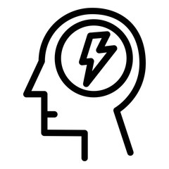 Human brain with thunder sign. Brain storming concept.