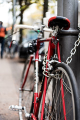 Fototapeta na wymiar red bicycle on the road