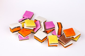 Licorice candy on the white background