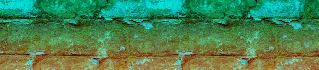 Panorama old whitewashed brick wall.
