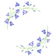 Wreath of bluebells, watercolor painting. For design print, cards and invitations.