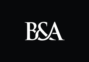 Elegant B and A Initial Logo Design A Stylish Monogram Emblem in White on Black Backdrop