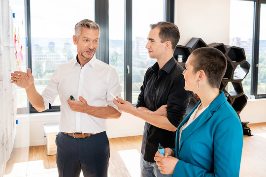 Team of business people brainstorming in office