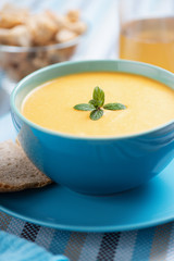 cream of pumpkin soup with bread