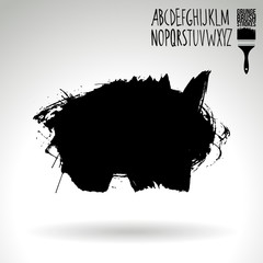 Black brush stroke and texture. Grunge vector abstract hand - painted element. Underline and border design.
