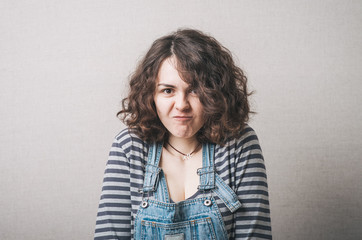 Portrait of disgusted woman