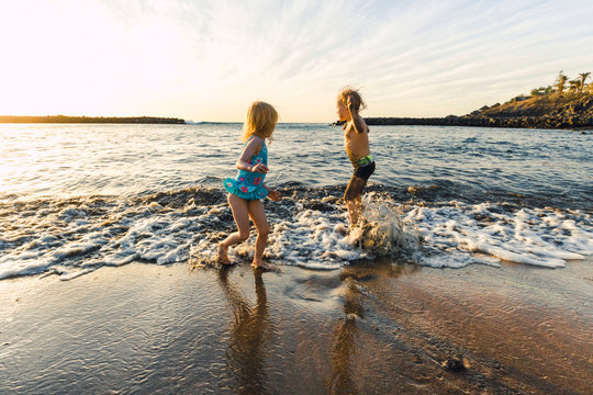 Children playing at the seafront, Adeje, Tenerife, Canarian Islands, Spain
