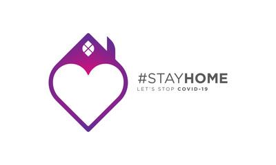 Heart and house vector icon. Stay home symbol. Stay home campaign for coronavirus prevention