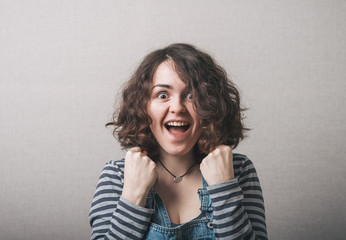 young woman celebrating