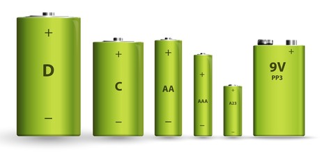 Green realistic alkaline battery set