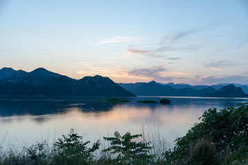 Skadar Lake at sunset. Montenegro.