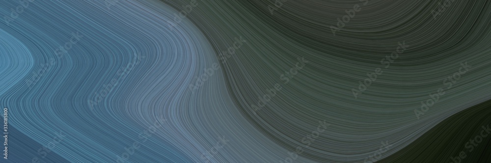 Poster elegant colorful horizontal banner with dark slate gray, teal blue and cadet blue colors. fluid curved lines with dynamic flowing waves and curves
