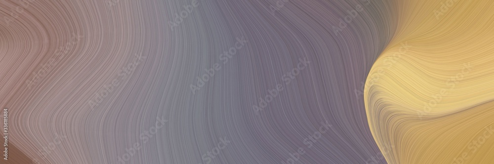 Poster elegant surreal horizontal header with gray gray, dark khaki and burly wood colors. fluid curved lines with dynamic flowing waves and curves