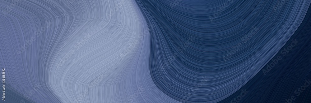 Poster elegant colorful designed horizontal banner with teal blue, slate gray and very dark blue colors. fluid curved lines with dynamic flowing waves and curves