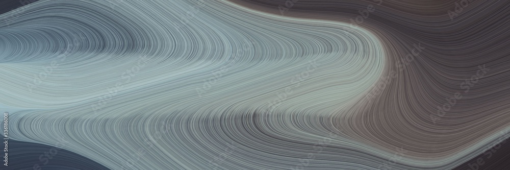 Poster elegant flowing designed horizontal header with gray gray, dark slate gray and ash gray colors. fluid curved lines with dynamic flowing waves and curves