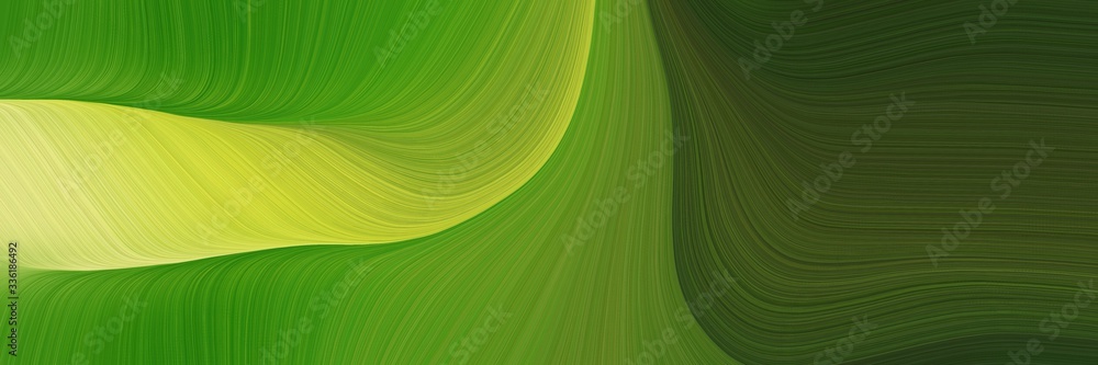 Poster elegant artistic banner with dark green, dark khaki and dark olive green colors. fluid curved lines 