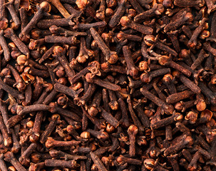 Clove spice background. The view from top