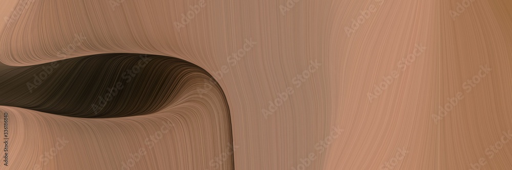 Poster elegant flowing horizontal banner with pastel brown, very dark green and rosy brown colors. fluid cu