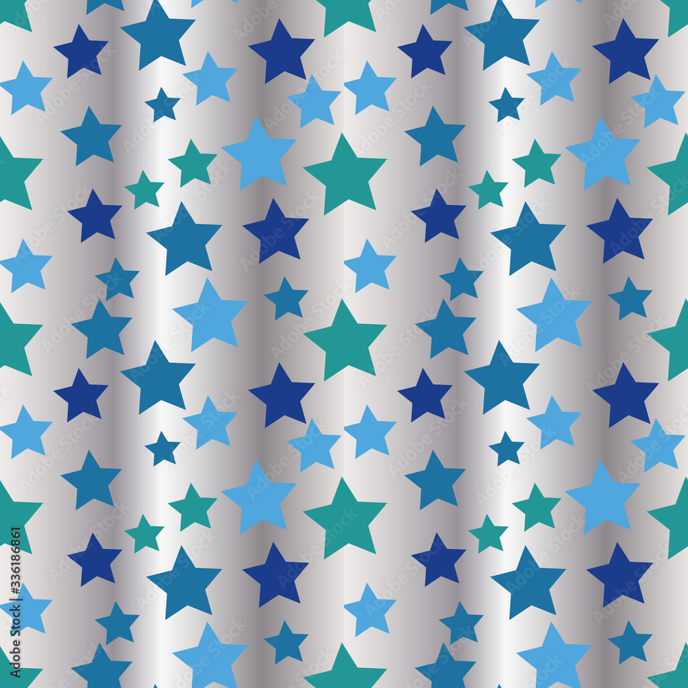 Poster magic stars repeat pattern print on silver background design