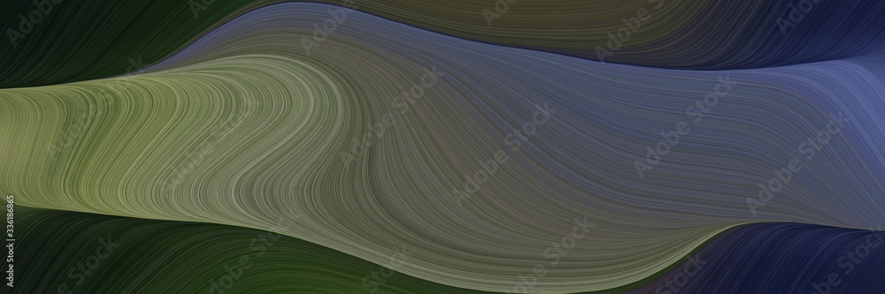 Poster elegant surreal designed horizontal header with dark slate gray, gray gray and very dark blue colors. fluid curved lines with dynamic flowing waves and curves