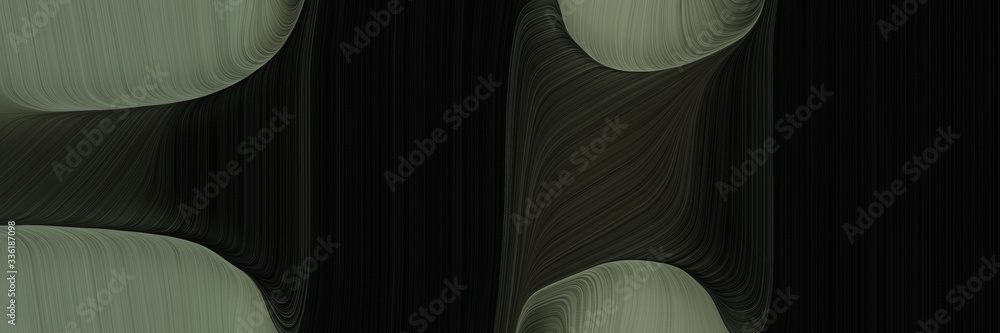 Poster elegant artistic header with black, dim gray and dark slate gray colors. fluid curved lines with dynamic flowing waves and curves