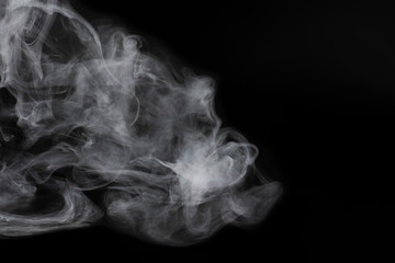 White steam on a black background.