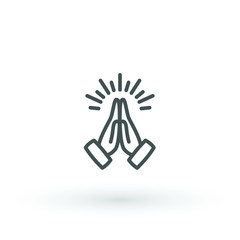 Hands folded in prayer line icon. Editable stroke Outline hands folded in prayer vector icon for web design isolated on white background