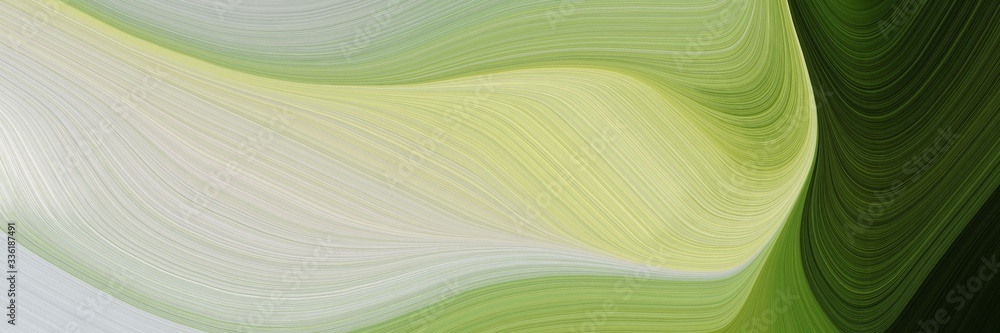 Poster elegant moving header design with tan, ash gray and very dark green colors. fluid curved lines with dynamic flowing waves and curves