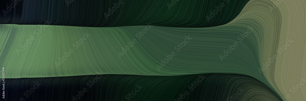 Poster elegant surreal header with very dark green, dim gray and dark olive green colors. fluid curved flow