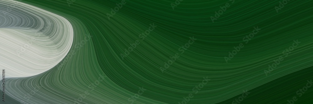 Poster elegant colorful header design with very dark green, ash gray and dim gray colors. fluid curved flowing waves and curves