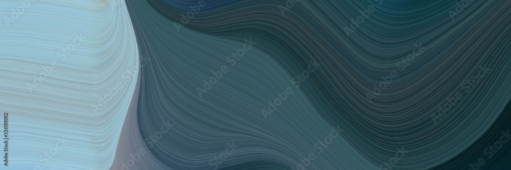 Poster elegant moving horizontal header with dark slate gray, pastel blue and slate gray colors. fluid curved flowing waves and curves