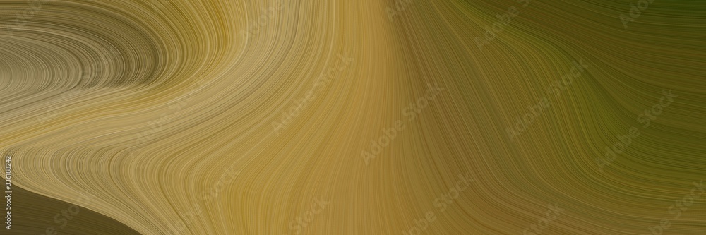 Aufkleber elegant moving designed horizontal header with brown, pastel brown and dark khaki colors. fluid curved lines with dynamic flowing waves and curves