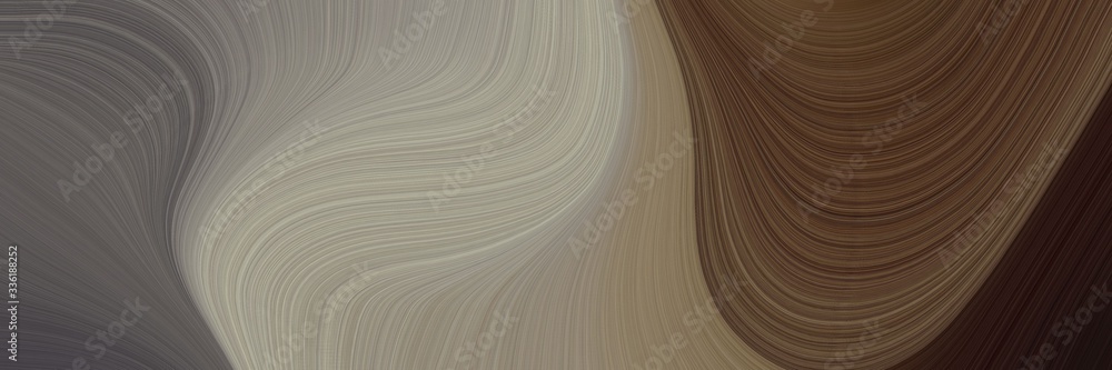 Poster elegant artistic header with pastel brown, dim gray and dark gray colors. fluid curved lines with dynamic flowing waves and curves
